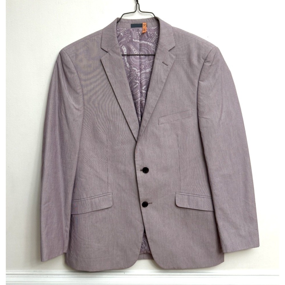 Madison Blazer Sport Coat Jacket 40R Thin Striped Light Purple Lined Cotton